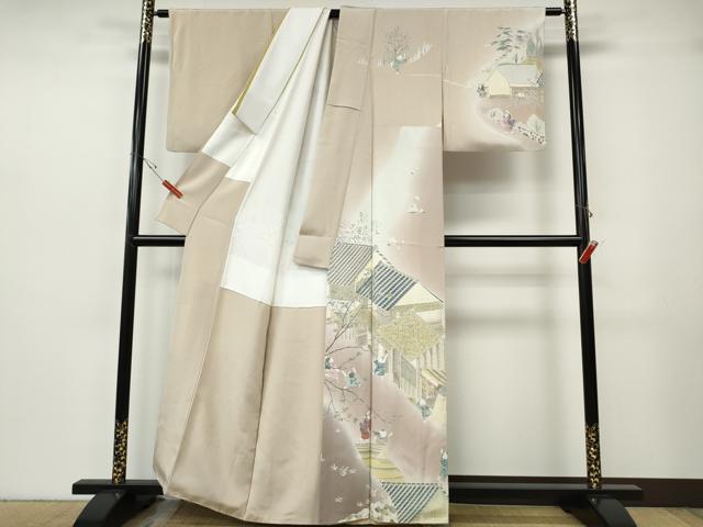 平和屋着物●訪問着　友禅　作家物　童子風景枝花文　暈し染め　正絹　逸品　CABH2700ut
