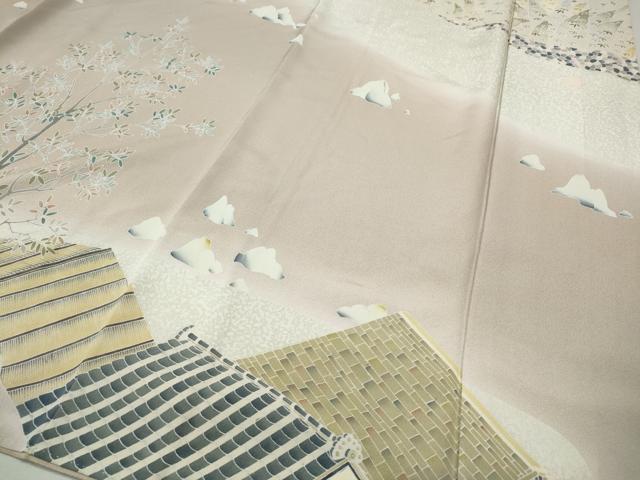 平和屋着物●訪問着　友禅　作家物　童子風景枝花文　暈し染め　正絹　逸品　CABH2700ut