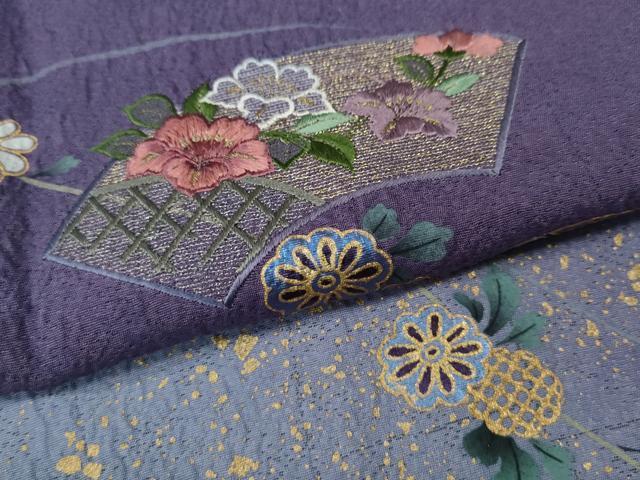 平和屋着物●訪問着　刺繍　地紙花文　暈し染め　金彩　やまと誂製　正絹　逸品　CABH2701ut