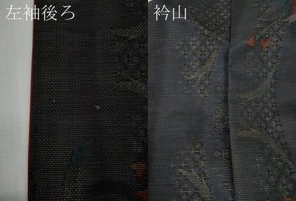 平和屋着物●本場大島紬　9マルキ　草花文　正絹　逸品　CABH2702ut