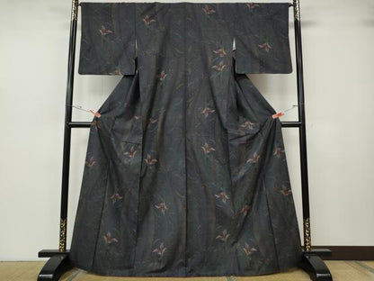 平和屋着物●本場大島紬　9マルキ　草花文　正絹　逸品　CABH2702ut