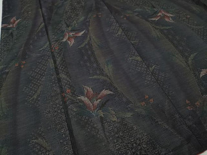 平和屋着物●本場大島紬　9マルキ　草花文　正絹　逸品　CABH2702ut