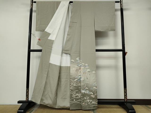 平和屋着物●豪華色留袖　駒刺繍　立波人物風景文　暈し染め　金彩　正絹　逸品　CABH2704ut