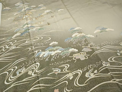 平和屋着物●豪華色留袖　駒刺繍　立波人物風景文　暈し染め　金彩　正絹　逸品　CABH2704ut