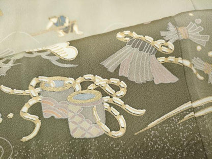 平和屋着物●豪華色留袖　駒刺繍　立波人物風景文　暈し染め　金彩　正絹　逸品　CABH2704ut