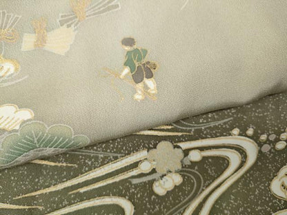 平和屋着物●豪華色留袖　駒刺繍　立波人物風景文　暈し染め　金彩　正絹　逸品　CABH2704ut