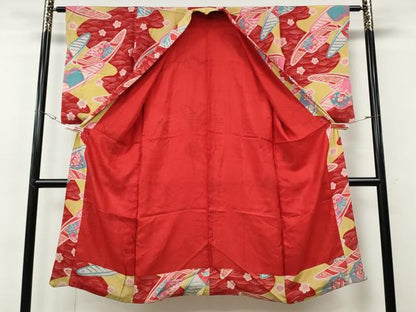 平和屋着物●アンティーク　大正ロマン　長襦袢　袷　船花文　正絹　逸品　CABH2707ut