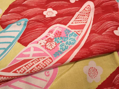 平和屋着物●アンティーク　大正ロマン　長襦袢　袷　船花文　正絹　逸品　CABH2707ut