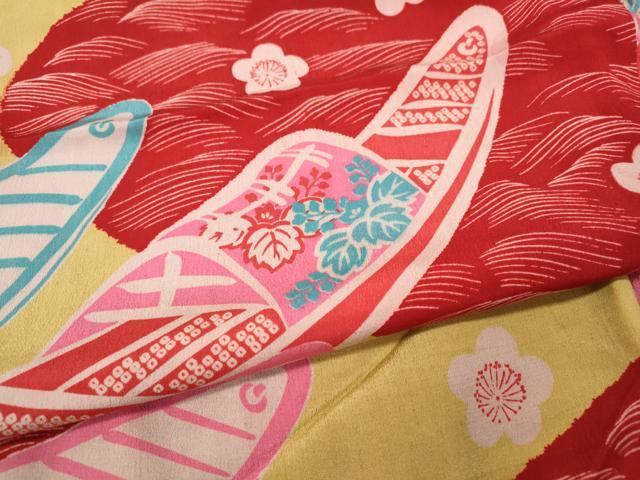 平和屋着物●アンティーク　大正ロマン　長襦袢　袷　船花文　正絹　逸品　CABH2707ut