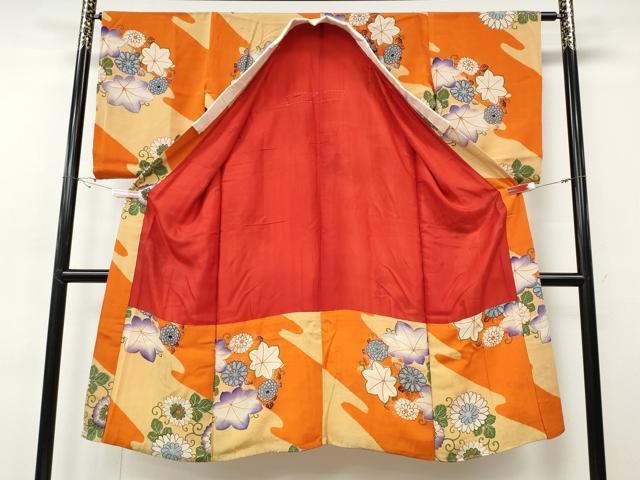 平和屋着物●アンティーク　大正ロマン　長襦袢　袷　花唐草丸文　正絹　逸品　CABH2709ut