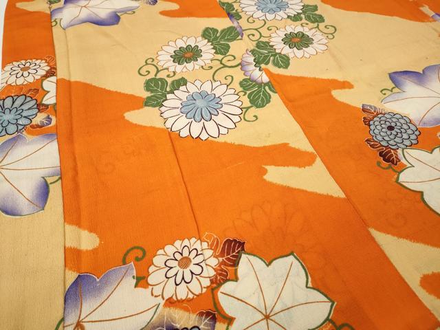 平和屋着物●アンティーク　大正ロマン　長襦袢　袷　花唐草丸文　正絹　逸品　CABH2709ut
