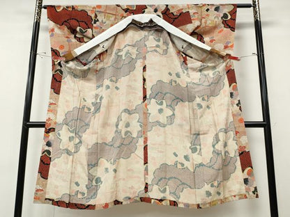 平和屋着物●アンティーク　大正ロマン　長襦袢　単衣　草花文　正絹　逸品　CABH2710ut