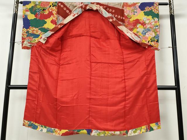 平和屋着物●アンティーク　大正ロマン　長襦袢　袷　雲重ね花鳥文　正絹　逸品　CABH2712ut