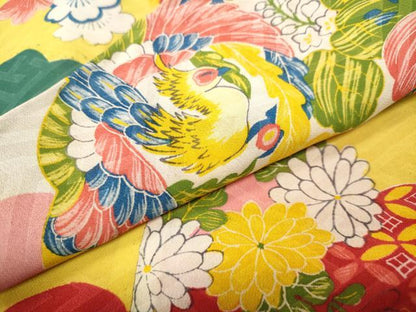 平和屋着物●アンティーク　大正ロマン　長襦袢　袷　雲重ね花鳥文　正絹　逸品　CABH2712ut