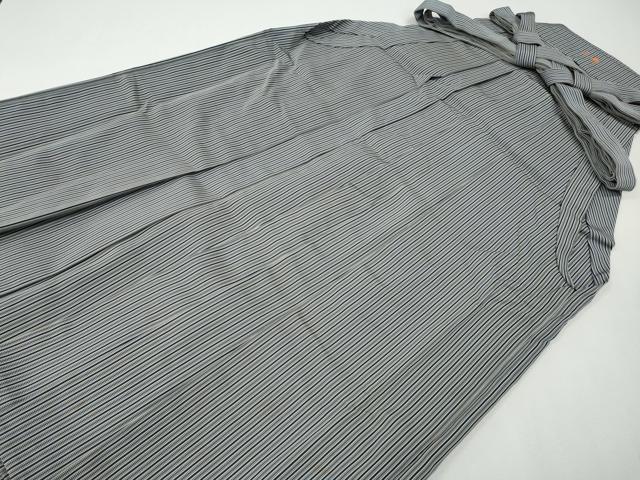 平和屋着物●男性　馬乗り袴　瑞祥平　縞　反端付き　正絹　逸品　CABH2714ut