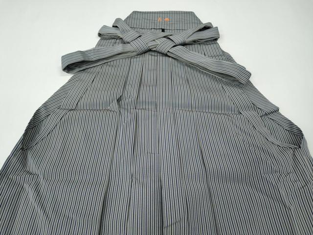 平和屋着物●男性　馬乗り袴　瑞祥平　縞　反端付き　正絹　逸品　CABH2714ut