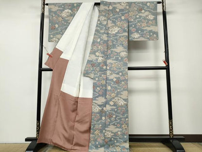 平和屋着物●西洞院辻が花　大脇一心　小紋　紬地　絞り　辻が花　反端付き　正絹　逸品　CABH2715ut