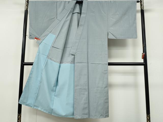 平和屋着物●男性　紬　刺し子　縞　正絹　逸品　CABH2717ut