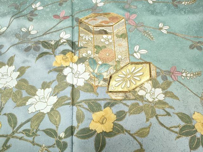 平和屋着物●訪問着　駒刺繍　貝桶枝花文　暈し染め　金彩　正絹　逸品　CABH2719ut