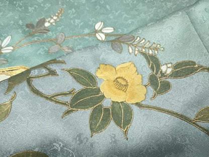 平和屋着物●訪問着　駒刺繍　貝桶枝花文　暈し染め　金彩　正絹　逸品　CABH2719ut