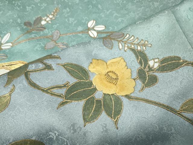 平和屋着物●訪問着　駒刺繍　貝桶枝花文　暈し染め　金彩　正絹　逸品　CABH2719ut
