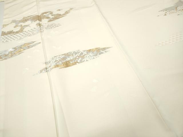 平和屋着物●訪問着　寿光織　エ霞草花文　金銀糸　正絹　逸品　CABH2728ut