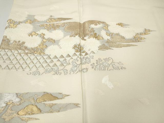 平和屋着物●訪問着　寿光織　エ霞草花文　金銀糸　正絹　逸品　CABH2728ut