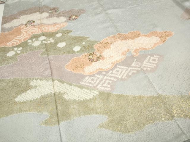 平和屋着物●訪問着　絞り　刺繍　雲重ね花丸文　金彩　銀座越後屋扱い　正絹　逸品　CABH2730ut