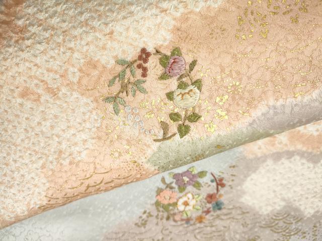 平和屋着物●訪問着　絞り　刺繍　雲重ね花丸文　金彩　銀座越後屋扱い　正絹　逸品　CABH2730ut