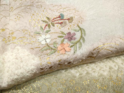 平和屋着物●訪問着　絞り　刺繍　雲重ね花丸文　金彩　銀座越後屋扱い　正絹　逸品　CABH2730ut