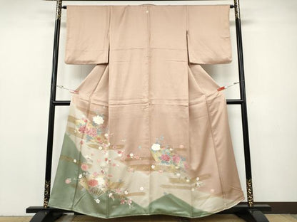 平和屋着物●豪華色留袖　扇面花文　暈し染め　金彩　正絹　逸品　CABH2734ut
