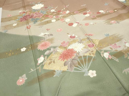平和屋着物●豪華色留袖　扇面花文　暈し染め　金彩　正絹　逸品　CABH2734ut