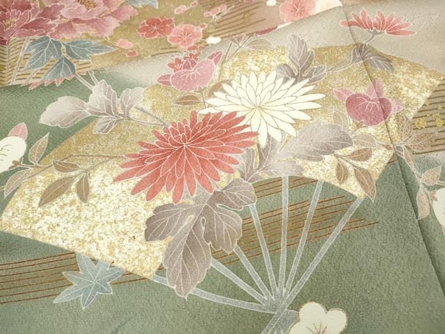 平和屋着物●豪華色留袖　扇面花文　暈し染め　金彩　正絹　逸品　CABH2734ut