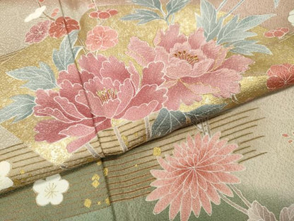 平和屋着物●豪華色留袖　扇面花文　暈し染め　金彩　正絹　逸品　CABH2734ut