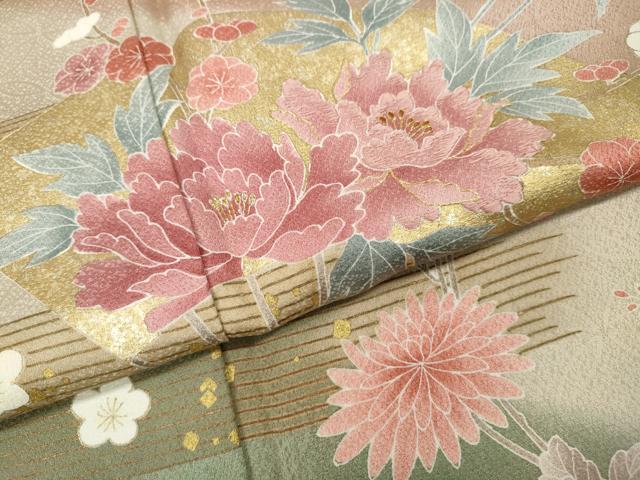 平和屋着物●豪華色留袖　扇面花文　暈し染め　金彩　正絹　逸品　CABH2734ut