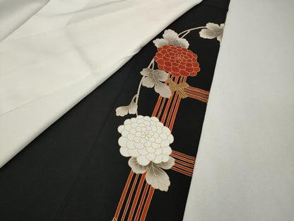 平和屋着物●豪華黒留袖　駒刺繍　枝花文　金彩　正絹　逸品　CABH2738ut