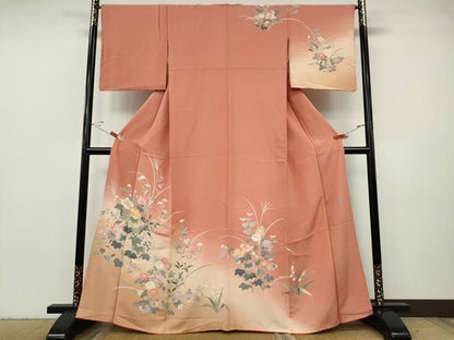 平和屋着物●訪問着　友禅　作家物　草花文　暈し染め　正絹　逸品　CABH2739ut