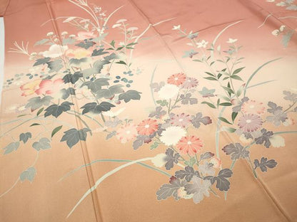 平和屋着物●訪問着　友禅　作家物　草花文　暈し染め　正絹　逸品　CABH2739ut