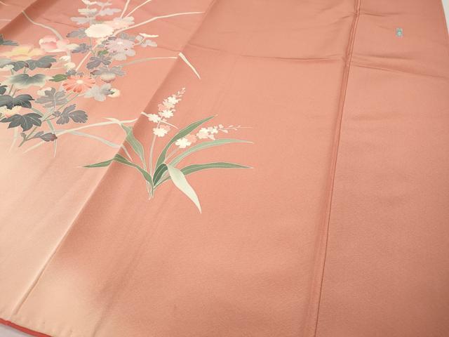 平和屋着物●訪問着　友禅　作家物　草花文　暈し染め　正絹　逸品　CABH2739ut