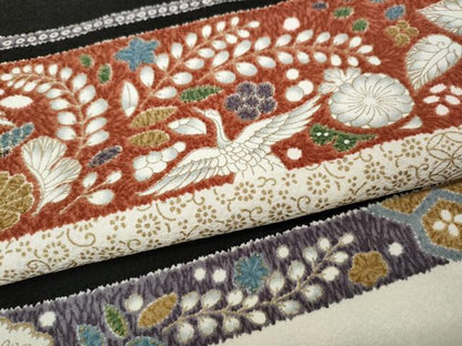 平和屋着物●上質な小紋　横段飛鶴草花文　金彩　正絹　逸品　CABH2742ut