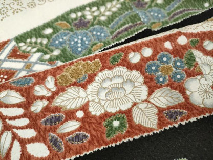 平和屋着物●上質な小紋　横段飛鶴草花文　金彩　正絹　逸品　CABH2742ut