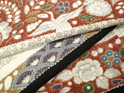 平和屋着物●上質な小紋　横段飛鶴草花文　金彩　正絹　逸品　CABH2742ut