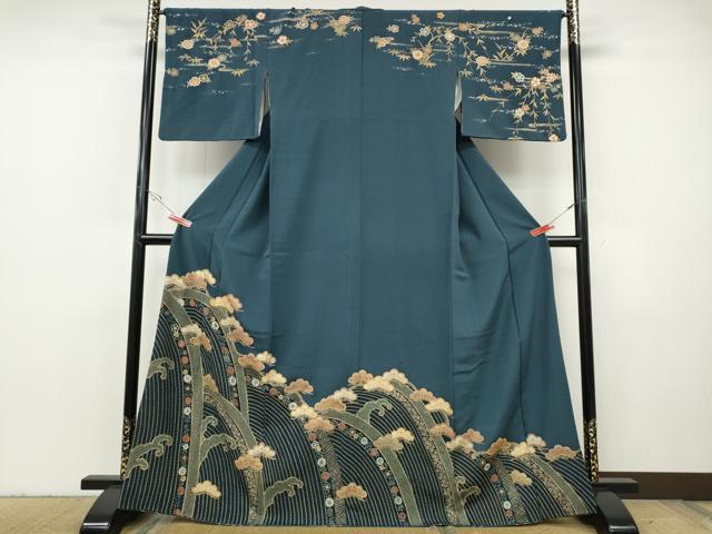 平和屋着物●訪問着　立波松花文　金彩　正絹　逸品　CABH2744ut