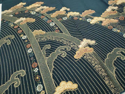 平和屋着物●訪問着　立波松花文　金彩　正絹　逸品　CABH2744ut