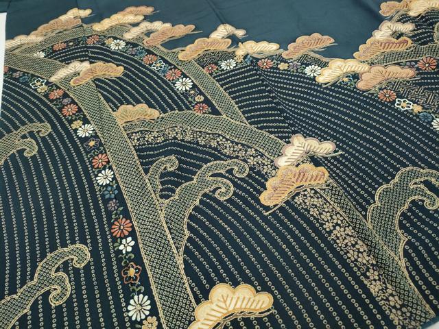 平和屋着物●訪問着　立波松花文　金彩　正絹　逸品　CABH2744ut