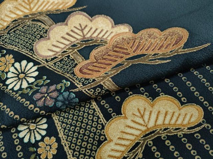 平和屋着物●訪問着　立波松花文　金彩　正絹　逸品　CABH2744ut