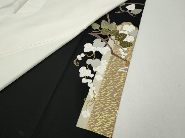 平和屋着物●豪華黒留袖　駒刺繍　吉祥蔦の葉花文　金彩　正絹　逸品　CABH2745ut