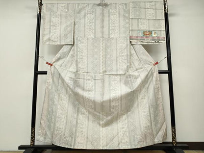 平和屋着物●本場大島紬　白大島　9マルキ　麻の葉吉祥間道　前田秀志作　証紙付き　正絹　逸品　CABH2747ut