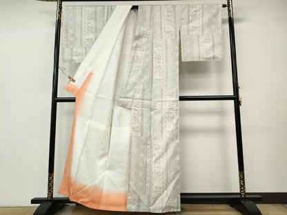 平和屋着物●本場大島紬　白大島　9マルキ　麻の葉吉祥間道　前田秀志作　証紙付き　正絹　逸品　CABH2747ut