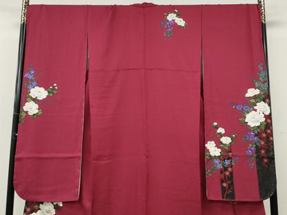 平和屋着物●豪華振袖・長襦袢セット　刺繍　枝花文　金彩　正絹　逸品　CABH2751ut